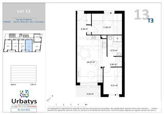  Appartement � vendre 3 pi�ces 59 m�