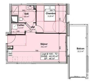  Appartement � vendre 2 pi�ces 44 m�