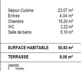  Appartement � vendre 2 pi�ces 51 m�