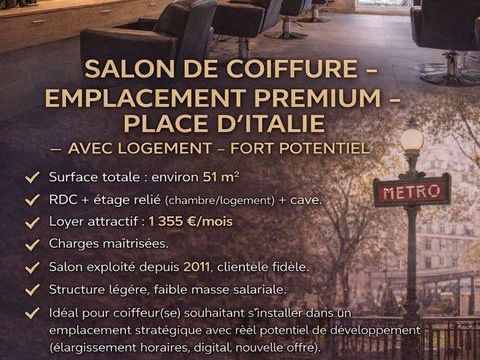 Vente Boutique/Local commercial 51 m&sup2; 148000 75013 Paris
