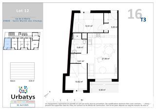  Appartement � vendre 3 pi�ces 64 m�