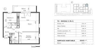  Appartement � vendre 3 pi�ces 60 m�