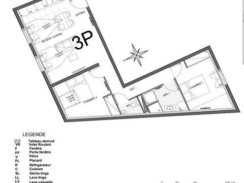   Vente Appartement 3 pi�ces Appartement - 3 pi�ce(s) - 57 m�