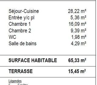  Appartement � vendre 3 pi�ces 65 m�