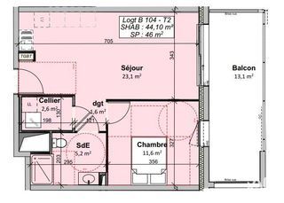  Appartement � vendre 2 pi�ces 44 m�
