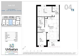  Appartement � vendre 3 pi�ces 59 m�