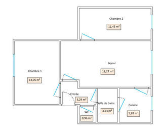  Appartement � vendre 3 pi�ces 56 m�