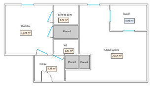  Appartement � vendre 2 pi�ces 46 m�