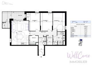  Appartement � vendre 4 pi�ces 84 m�