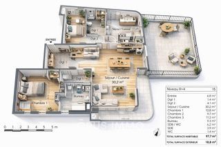  Appartement � vendre 5 pi�ces 97 m�