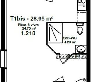  Appartement � louer 1 pi�ce 28 m�