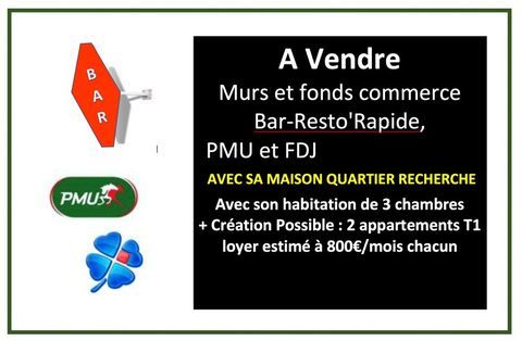 Vends Murs et fonds de commerce Bar-Resto'Rapide, PMU et FDJ + Verranda, Terrasse et jardin 150 m2 de v&eacute;ritable ext&eacute;rieur 264000 21000 Dijon
