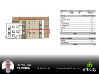  Appartement � vendre 3 pi�ces 64 m�
