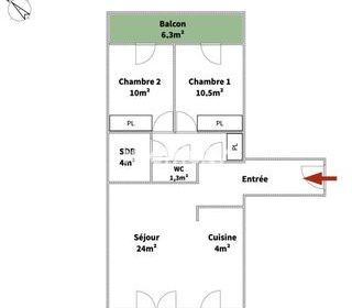  Appartement � vendre 3 pi�ces 66 m�