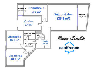  Appartement � vendre 4 pi�ces 83 m�