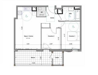  Appartement � vendre 3 pi�ces 56 m�