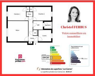  Appartement � vendre 3 pi�ces 60 m�