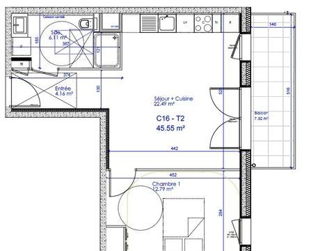   T2 neuf avec balcon et parking � SCIEZ Appartement - 2 pi�ce(s) - 45 m�