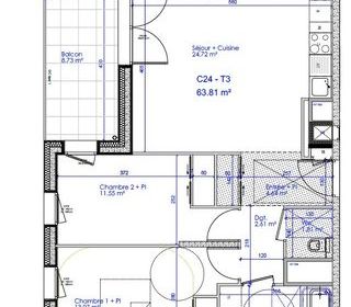  Appartement � louer 3 pi�ces 63 m�