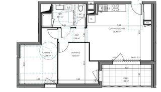  Appartement � vendre 3 pi�ces 59 m�