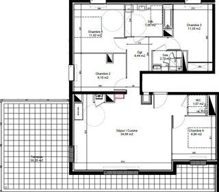  Appartement � louer 5 pi�ces 94 m�