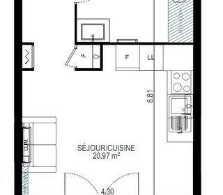  Appartement � louer 1 pi�ce 27 m�