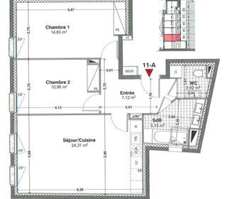  Appartement � vendre 3 pi�ces 65 m�