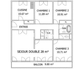  Appartement � vendre 5 pi�ces 91 m�