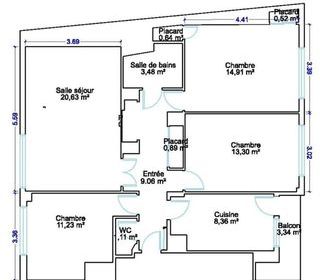  Appartement � vendre 4 pi�ces 84 m�