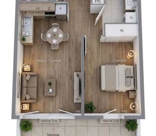  Appartement � vendre 2 pi�ces 44 m�