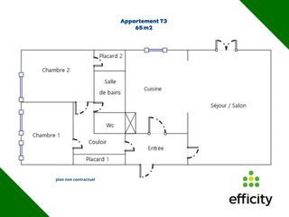  Appartement � vendre 3 pi�ces 65 m�