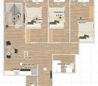  Appartement � vendre 3 pi�ces 64 m�