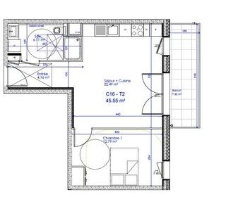  Appartement � louer 2 pi�ces 45 m�