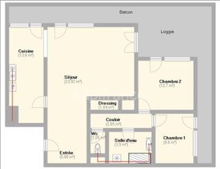  Appartement � vendre 3 pi�ces 75 m�