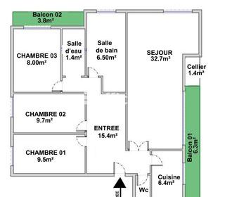  Appartement � vendre 5 pi�ces 91 m�