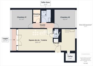  Appartement � vendre 3 pi�ces 61 m�