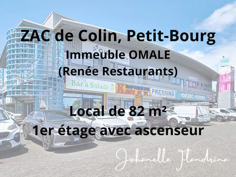 Local &agrave; louer, 1er &eacute;tage avec ascenseur, 82 m&sup2;, Immeuble Omale, Colin Petit-Bourg 2100 97170 Petit bourg