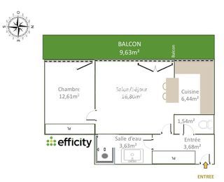  Appartement � vendre 2 pi�ces 45 m�