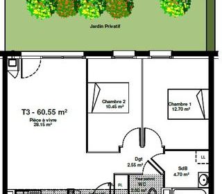  Appartement � louer 3 pi�ces 60 m�