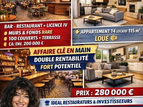 Dpt Vosges (88), &agrave; vendre secteur NEUFCHATEAU - MURS & FONDS BAR RESTAURANT IMMEUBLE 280000 88300 Neufchateau