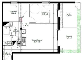  Appartement � louer 3 pi�ces 56 m�