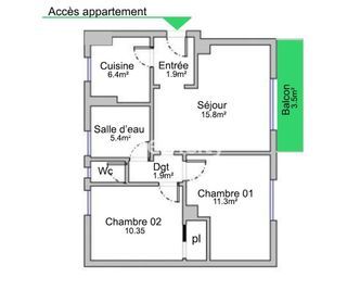  Appartement � vendre 3 pi�ces 54 m�