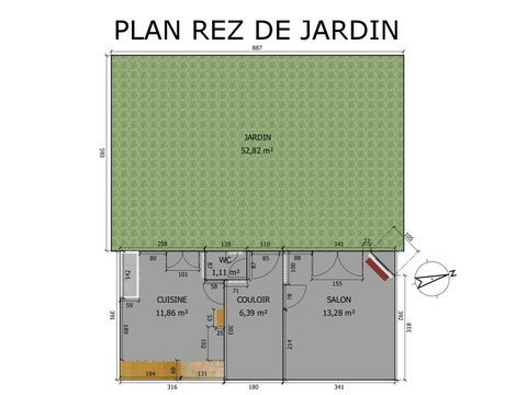   A LOUER MAISON 3P 70M2 AVEC JARDIN DE 53M2 ET CAVE ACC�S A PARIS A PIED Maison - 3 pi�ce(s) - 70 m�