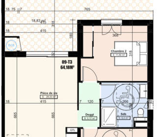  Appartement � vendre 3 pi�ces 64 m�