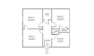  Appartement � vendre 3 pi�ces 61 m�