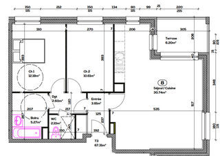  Appartement � vendre 3 pi�ces 67 m�