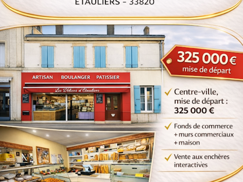 BOULANGERIE ARTISANALE + MURS COMMERCIAUX + MAISON 5 CHAMBRES 325000 33820 Etauliers