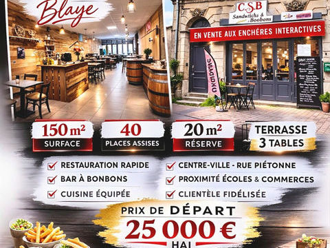 En exclusivit&eacute; Vente interactive (ench&egrave;res immobili&egrave;r... 25000 33390 Blaye