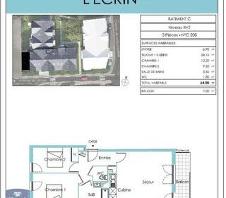  Appartement � louer 3 pi�ces 64 m�