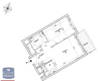  Appartement � louer 2 pi�ces 43 m�